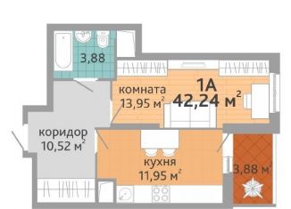 Продам 1-ком. квартиру, 42.2 м2, Екатеринбург, ЖК Добрый