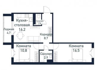 Продажа 2-ком. квартиры, 56.5 м2, Челябинская область