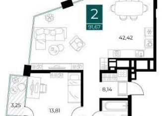 Продажа 2-комнатной квартиры, 91.7 м2, Рязанская область