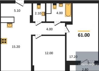 2-ком. квартира на продажу, 61 м2, Воронежская область, бульвар Содружества, 1