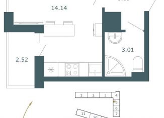 Квартира на продажу студия, 20.8 м2, посёлок Шушары, ЖК Чкалов