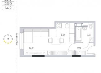 Продам квартиру студию, 25.9 м2, деревня Пирогово, улица Ильинского, 8, ЖК Пироговская Ривьера