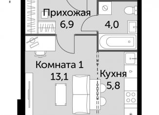 Продам квартиру студию, 29.8 м2, посёлок Развилка, ЖК Римский