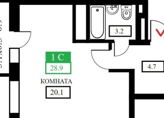 Квартира на продажу студия, 29 м2, Краснодар, Домбайская улица, 55к6, ЖК Свобода