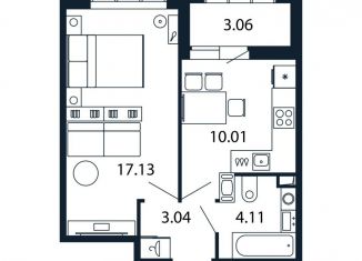 1-комнатная квартира на продажу, 33.6 м2, Санкт-Петербург, Арцеуловская аллея, 9, метро Комендантский проспект