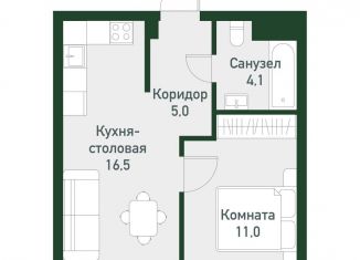 Продается 1-комнатная квартира, 37.8 м2, посёлок Западный