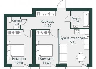 2-комнатная квартира на продажу, 57.5 м2, Челябинская область