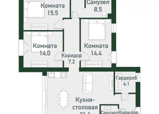 Продается трехкомнатная квартира, 103.2 м2, Челябинская область