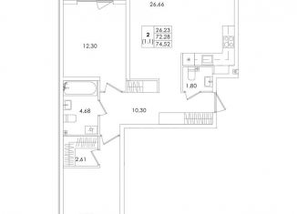 Продается 2-комнатная квартира, 74.5 м2, Сестрорецк