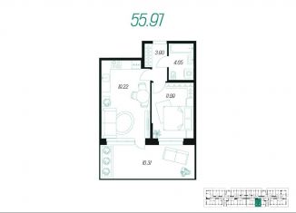 1-комнатная квартира на продажу, 56 м2, Тульская область