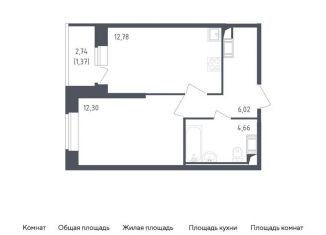 Продам 1-комнатную квартиру, 37.1 м2, Санкт-Петербург, метро Рыбацкое, жилой комплекс Живи в Рыбацком, 4