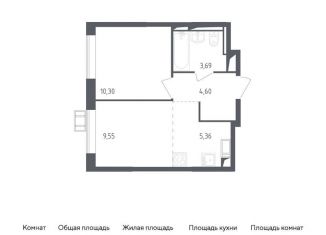 Продам 1-комнатную квартиру, 33.5 м2, деревня Мисайлово, микрорайон Пригород Лесное, к5.1