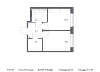 Продается однокомнатная квартира, 34.5 м2, поселение Рязановское, жилой комплекс Подольские Кварталы, к2
