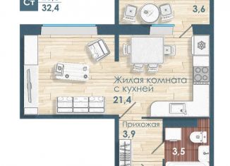 Продается 1-ком. квартира, 28.8 м2, Новосибирск, Ленинский район, Спортивная улица, с45