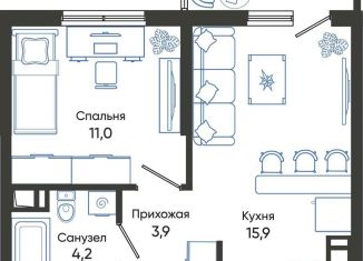 Продается 1-ком. квартира, 36.1 м2, Новороссийск