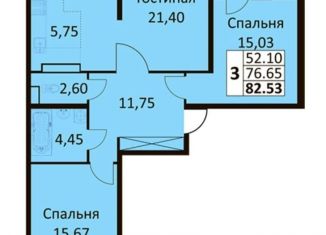 Продается трехкомнатная квартира, 82 м2, Краснодар, улица Автолюбителей, 1Г, ЖК Стрижи