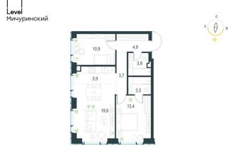 Продам 3-комнатную квартиру, 65.6 м2, Москва, метро Мичуринский проспект, жилой комплекс Левел Мичуринский, к3
