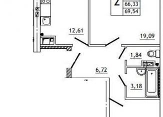 Продаю 2-ком. квартиру, 69.5 м2, деревня Алтуховка, Олимпийская улица, 6