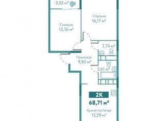 Продажа 2-комнатной квартиры, 68.7 м2, Тюмень, ЖК Акватория