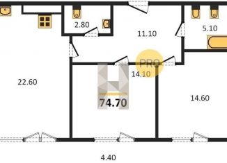 Продажа двухкомнатной квартиры, 85.3 м2, Калининград, Центральный район, улица Дубовая Аллея, 3Ак2