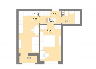 Продам однокомнатную квартиру, 38.9 м2, Верхняя Пышма, ЖК Венеция