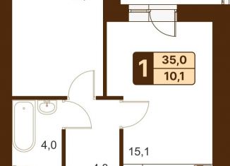 Продажа 1-комнатной квартиры, 35 м2, село Миловка