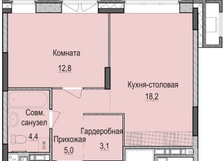 Однокомнатная квартира на продажу, 43.5 м2, Казань