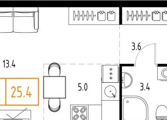 Продается квартира студия, 25.4 м2, рабочий посёлок Заречье