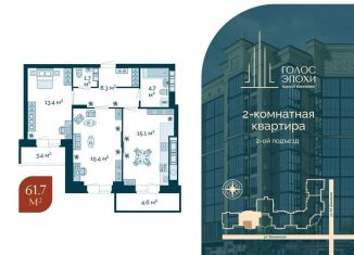 Продажа двухкомнатной квартиры, 61.7 м2, Астрахань, Бакинская улица, 87