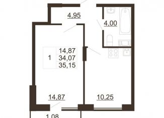 Продажа 1-комнатной квартиры, 35.2 м2, Ленинградская область