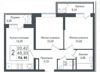 Продажа 2-ком. квартиры, 54.1 м2, Краснодар, ЖК Зелёный театр