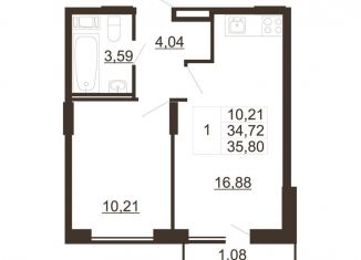 Продажа 1-ком. квартиры, 35.8 м2, Ленинградская область