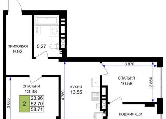 2-комнатная квартира на продажу, 58 м2, Гурьевск