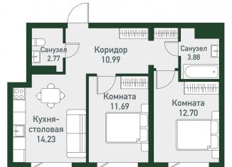 Продаю двухкомнатную квартиру, 56.3 м2, Челябинская область