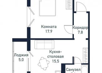Продается 1-комнатная квартира, 46.2 м2, Челябинская область