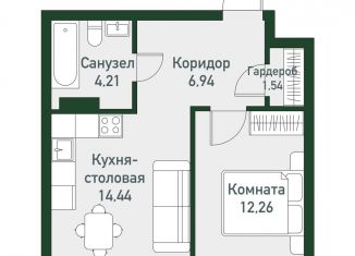 Продаю однокомнатную квартиру, 39.4 м2, Челябинская область