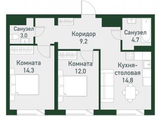 Продаю 2-комнатную квартиру, 58 м2, Челябинская область