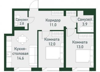 Продажа 2-ком. квартиры, 57.2 м2, Кременкульское сельское поселение