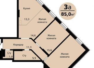 Продается 3-комнатная квартира, 84.6 м2, Красноярск, Октябрьская улица, 10Б, ЖК Новая Панорама