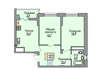 Продается двухкомнатная квартира, 61.3 м2, Ставрополь, Октябрьский район