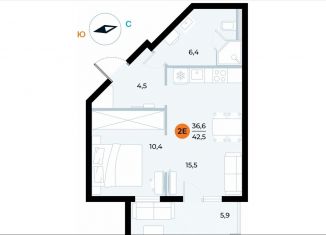 Продам 1-комнатную квартиру, 42.5 м2, поселок городского типа Заозерное
