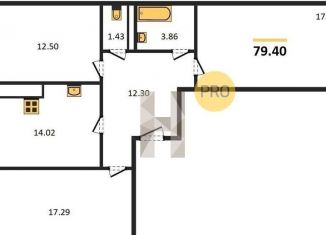 Продам 3-комнатную квартиру, 79.4 м2, Калининград