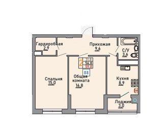 Продаю 2-комнатную квартиру, 59.8 м2, Ставрополь