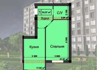 1-ком. квартира на продажу, 53.6 м2, Нальчик, улица Ватутина, 29БблокА