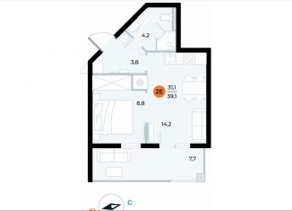 Продажа однокомнатной квартиры, 39.1 м2, поселок городского типа Заозерное