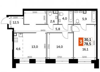 Продам 2-комнатную квартиру, 78.5 м2, Москва, ЖК Сидней Сити