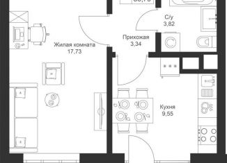 Продам 1-комнатную квартиру, 36.8 м2, Татарстан