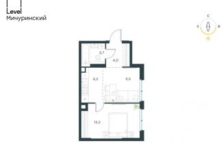 Двухкомнатная квартира на продажу, 35.4 м2, Москва, жилой комплекс Левел Мичуринский, к9