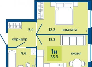 Продается однокомнатная квартира, 35.3 м2, Пермь