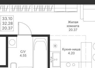 Продается квартира студия, 33.1 м2, Казань